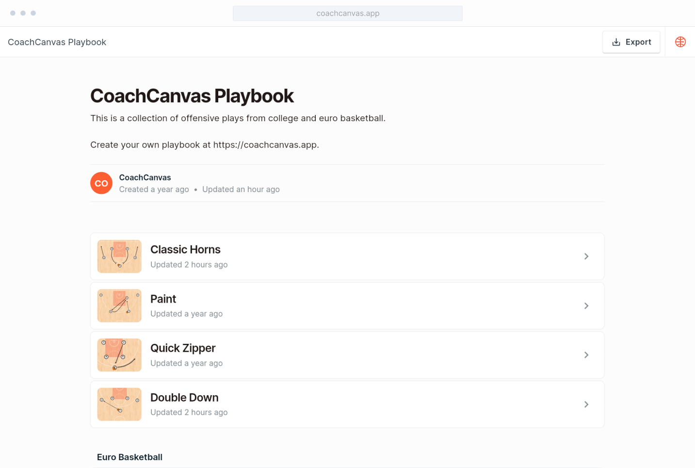 Composing basketball plays and drills into a digital playbook in CoachCanvas